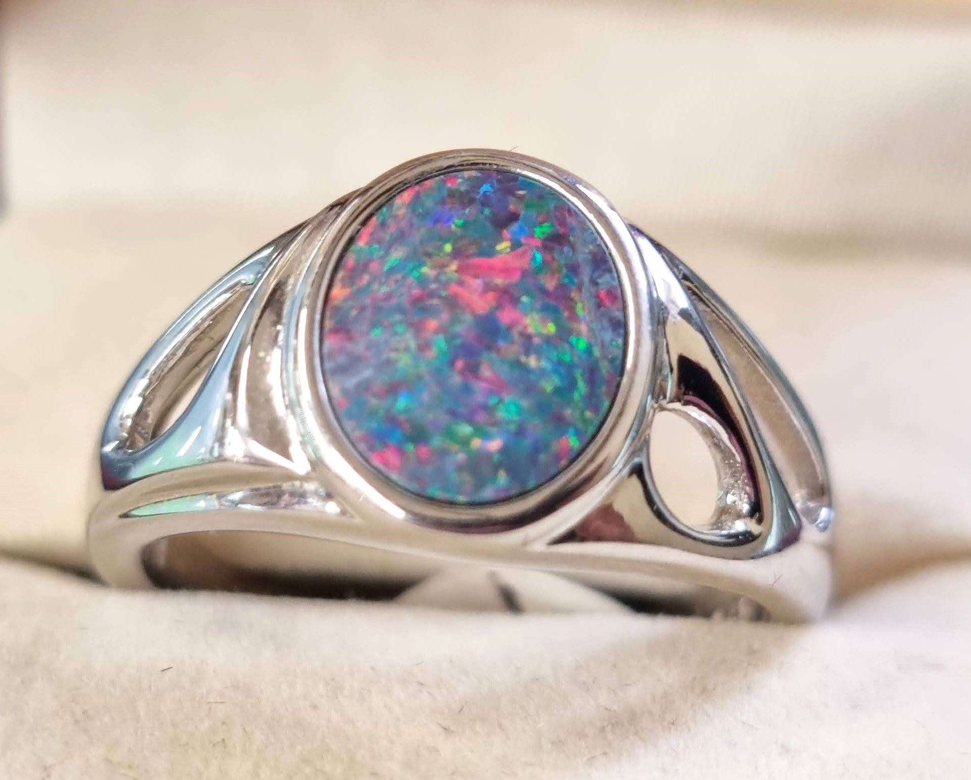Boulder Opal Doublet Sterling Silver Ring